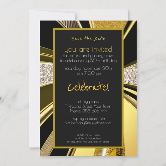 Mod Deco Fabulous 50 Verjaardag Stijlvol Glam Part Kaart (Achterkant)