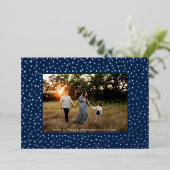 Mod Delicate Geometric Lijst One Photo Navy Silver Folie Feestdagenkaart (Staand Voorkant)