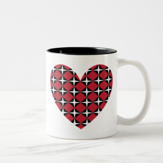Mod Diamond Heart Tweekleurige Koffiemok (Rechts)