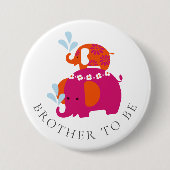 Mod Elephant Baby shower Brother to be Ronde Button 7,6 Cm (Voorkant)