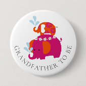 Mod Elephant Baby shower Grandfather to be Ronde Button 7,6 Cm (Voorkant)