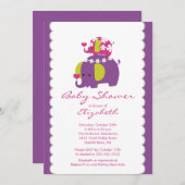 Mod Elephant Baby shower Invitation Baby & mama Kaart (Voorkant / Achterkant)