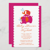 Mod Elephant Baby shower Invitation Baby & mama Kaart (Voorkant / Achterkant)