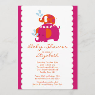 Mod Elephant Baby shower Invitation Baby & mama Kaart