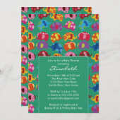 Mod Elephant Baby shower Invitation Green Kaart (Voorkant / Achterkant)