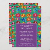 Mod Elephant Baby shower Invitation Paars Kaart (Voorkant / Achterkant)
