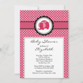 Mod Elephant Baby shower Invitation Pink Polka Dot Kaart (Voorkant)