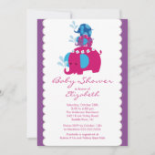 Mod Elephant Baby shower Invitation Twins & Mam Kaart (Voorkant)