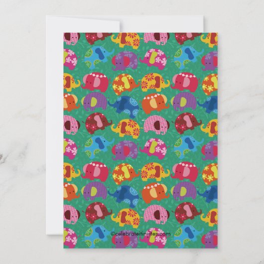 Mod Elephant Baby shower Uitnodiging Roze (Achterkant)