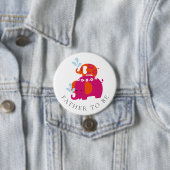Mod Elephant Baby shower Vader Ronde Button 7,6 Cm (In situ)