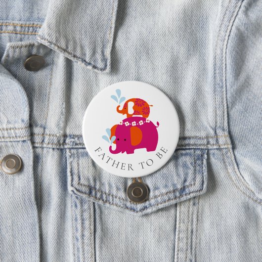 Mod Elephant Baby shower Vader Ronde Button 7,6 Cm (In situ)
