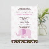 Mod Elephant Soft Pink 5x7 Baby shower Uitnodiging (Staand voorkant)