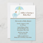 Mod Elephant Umbrella Boy Baby shower Kaart (Voorkant)