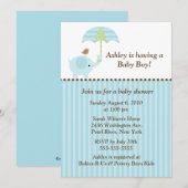 Mod Elephant Umbrella Boy Baby shower Kaart (Voorkant / Achterkant)
