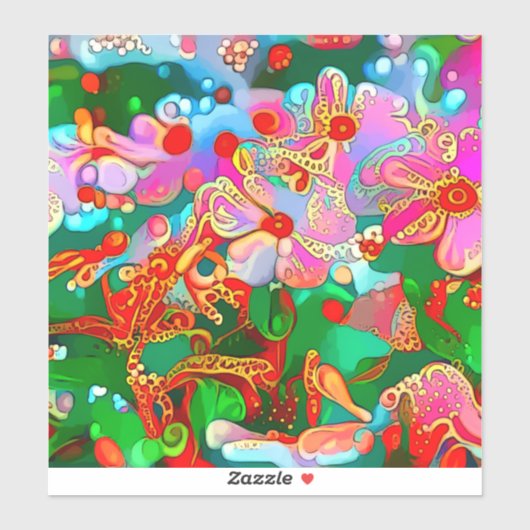 Mod en Groovy 60's Style Flower Art Sticker (Vel)