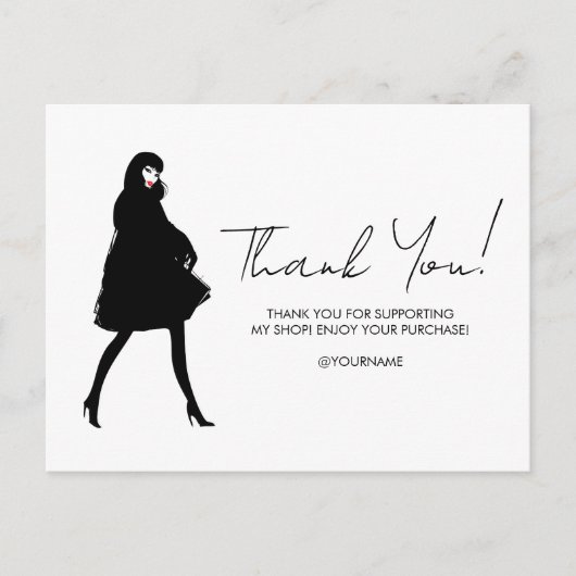 Mod Fashion Girl Boutique Geschreven Dankjewel Briefkaart (Voorkant)