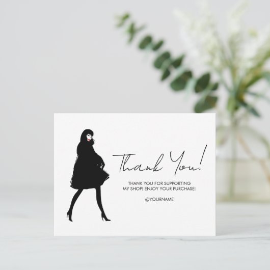 Mod Fashion Girl Boutique Geschreven Dankjewel Briefkaart (Staand voorkant)