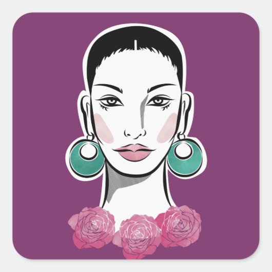Mod Fleur Woman 1960 Vierkante Sticker (Voorkant)