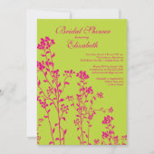Mod Floral Bridal Shower Invitation Limoen Fuchsia Kaart (Voorkant)