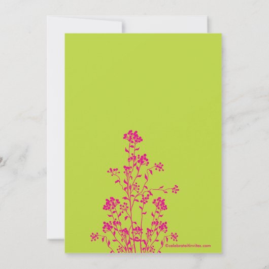 Mod Floral Bridal Shower Invitation Limoen Fuchsia Kaart (Achterkant)