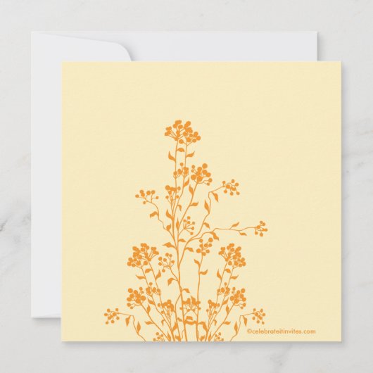 Mod Floral Bridal Shower Uitnodiging Sinaasappel C (Achterkant)