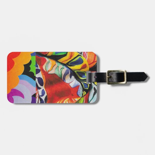 mod floral paisley abstract bagagelabel (Voorkant horizontaal)