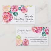 Mod Floral Rozen Moderne Kunstbruiloft Visitekaartje (Voorkant / Achterkant)