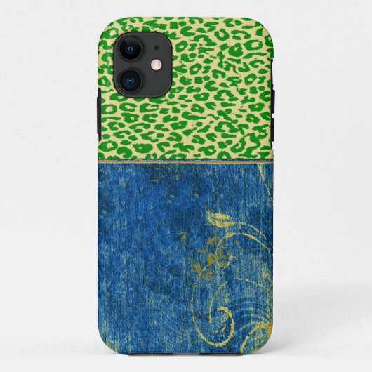  mod floral with green leopard print skin Case-Mate iPhone case (Achterkant)