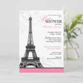 Mod Flourish Eiffel Tower Parisian Baby shower Kaart (Staand voorkant)