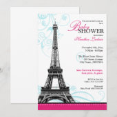 Mod Flourish Eiffel Tower Parisian Baby shower Kaart (Voorkant / Achterkant)