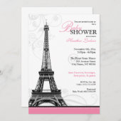 Mod Flourish Eiffel Tower Parisian Baby shower Kaart (Voorkant / Achterkant)