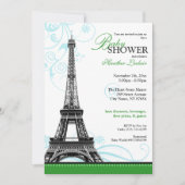Mod Flourish Eiffel Tower Parisian Baby shower Kaart (Voorkant)