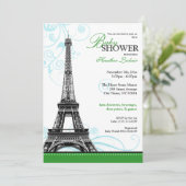Mod Flourish Eiffel Tower Parisian Baby shower Kaart (Staand voorkant)