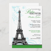 Mod Flourish Eiffel Tower Parisian Baby shower Kaart (Voorkant / Achterkant)