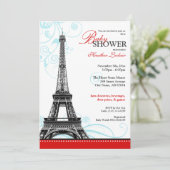 Mod Flourish Eiffel Tower Parisian Baby shower Kaart (Staand voorkant)