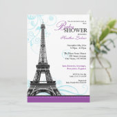 Mod Flourish Eiffel Tower Parisian Baby shower Kaart (Staand voorkant)