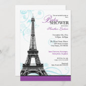 Mod Flourish Eiffel Tower Parisian Baby shower Kaart (Voorkant / Achterkant)