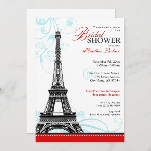 Mod Flourish Eiffel Tower Parisian Vrijgezellenfee Kaart (Voorkant / Achterkant)