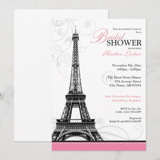 Mod Flourish Eiffel Tower Parisian Vrijgezellenfee Kaart (Voorkant / Achterkant)