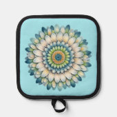 Mod Flower – Blauw, Salie & Geel Pannenlap (Voorkant)