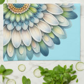 Mod Flower – Blauw, Salie & Geel Theedoek (Gevouwen)