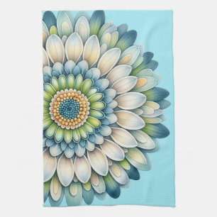 Mod Flower – Blauw, Salie & Geel Theedoek