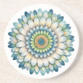 Mod Flower – Blauw, Salie & Geel Zandsteen Onderzetter (Voorkant)