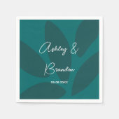 Mod Flower Petals Botanical Blauwgroen Wedding Nap Servet (Voorkant)