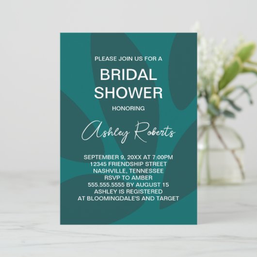 Mod Flower Petals Botanisch Blauwgroen Vrijgezelle Kaart (Staand voorkant)