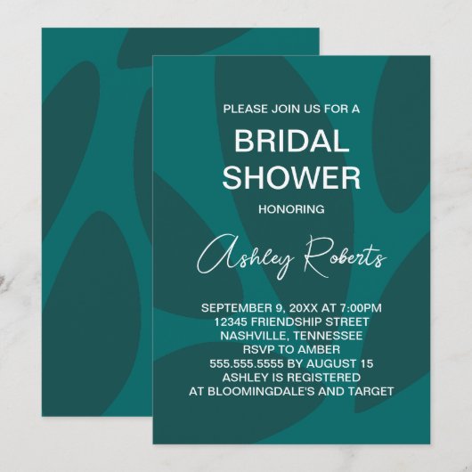 Mod Flower Petals Botanisch Blauwgroen Vrijgezelle Kaart (Voorkant / Achterkant)