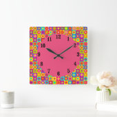 Mod Flower Power Vierkante Klok (Huis)