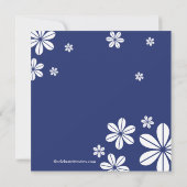 Mod Flowers Bridal Shower Invitation Navy Blue Kaart (Achterkant)