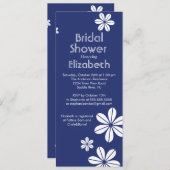 Mod Flowers Bridal Shower Invitation Navy Blue Kaart (Voorkant / Achterkant)
