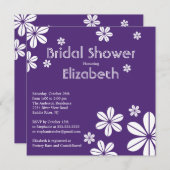Mod Flowers Bridal Shower Invitation Paars Kaart (Voorkant / Achterkant)